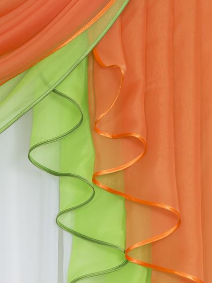 Ламбрекен Анюта из вуали оранжевый ярко-зеленый правый